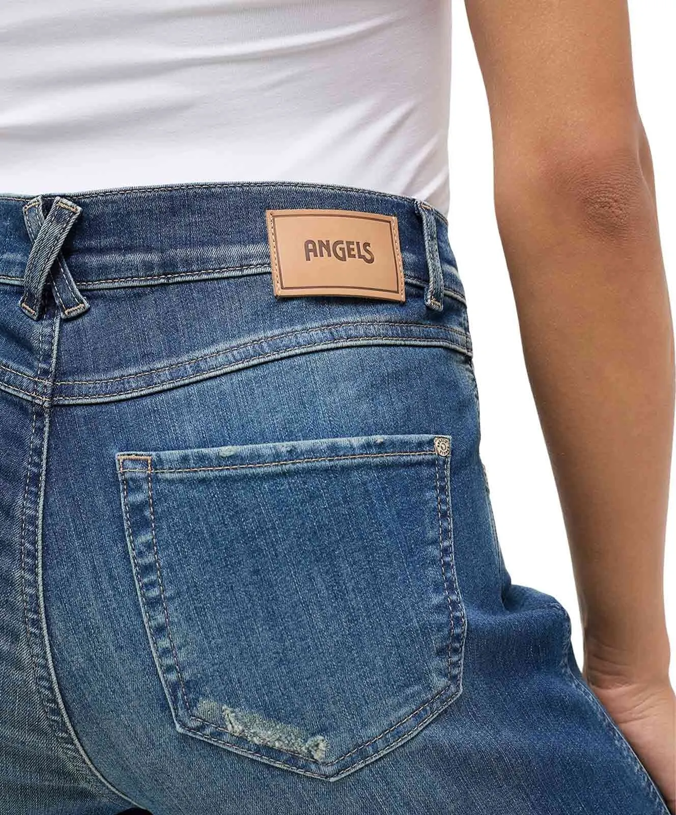 Damen Jeans Darleen Crop TU von Angels in Dirty Blue Used Destroyed