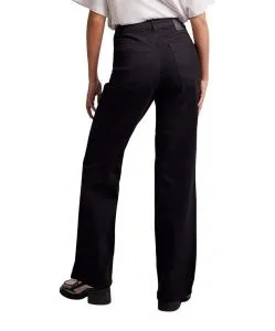 Pieces Peggy Jeans mit weitem Bein in Schwarz
