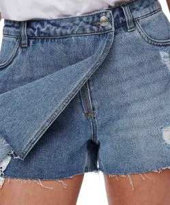 ONLY Jeansrock Texas in Mittelblau mit Abnutzungsdetails
