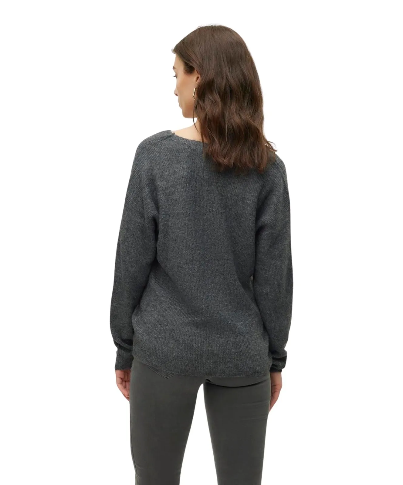 Damen Pullover Crewlefile von Vero Moda in Medium Grey Melange