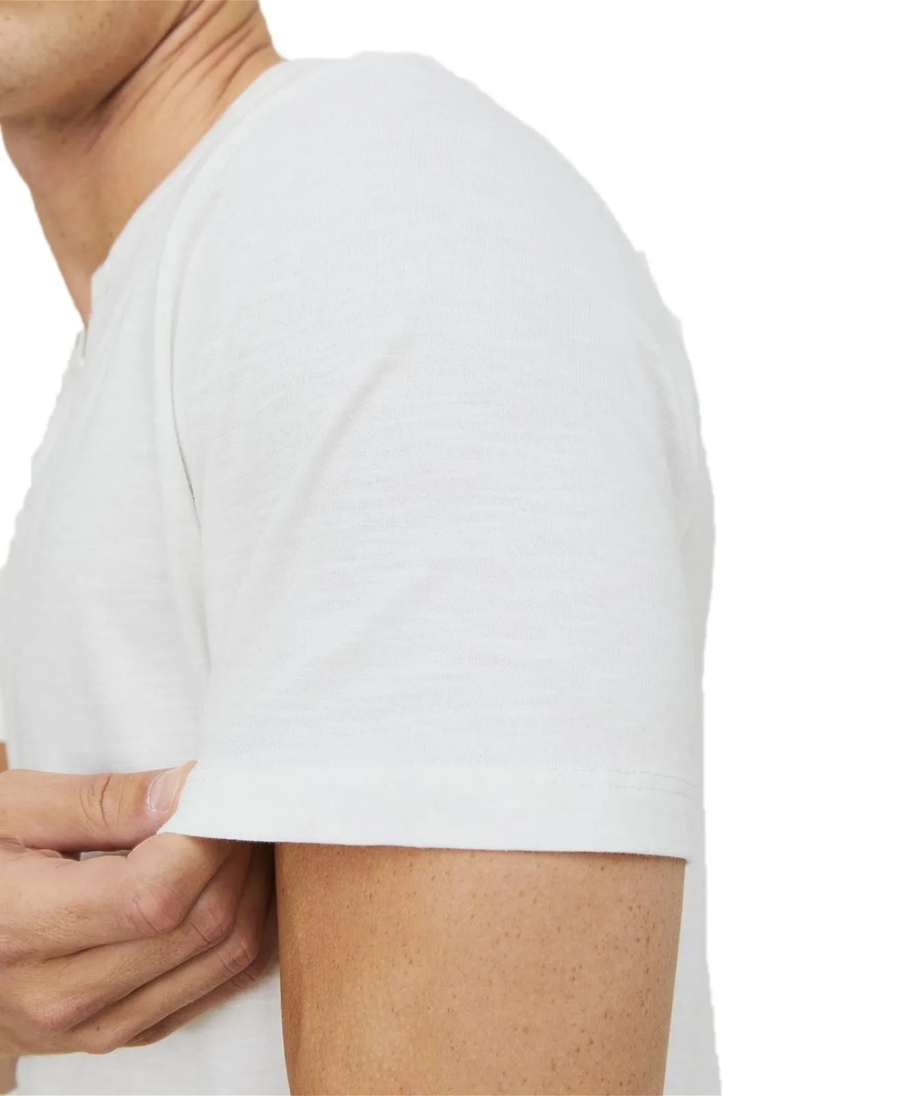 Herren Shirt Split Neck Tee von Jack & Jones in Cloud Dancer