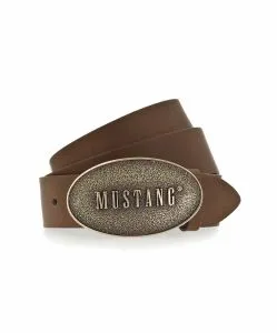 Mustang Gürtel in Braun mit Koppelschließe in mattem Gold