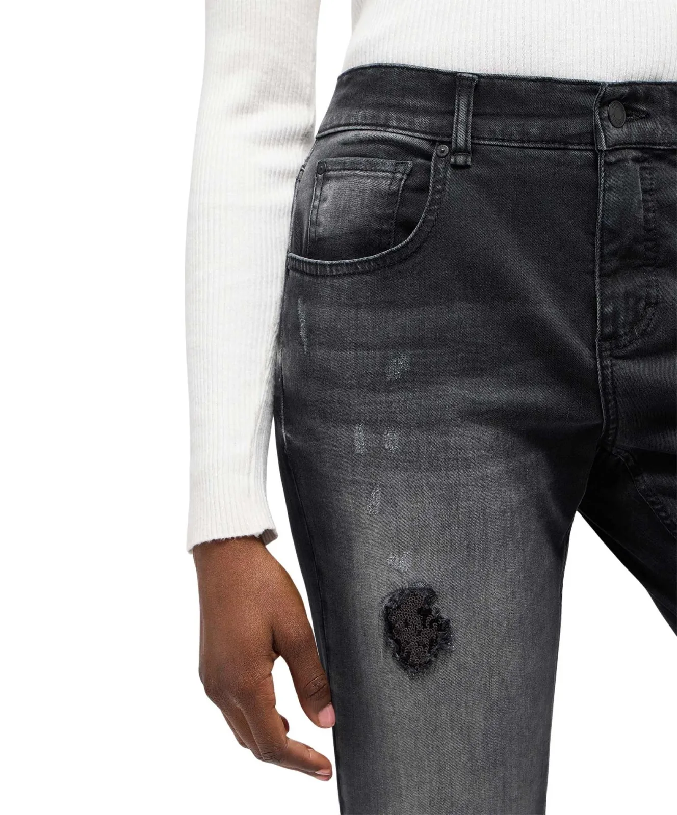 Damen Jeans Boyfriend von Angels in Anthracite Used Destroyed