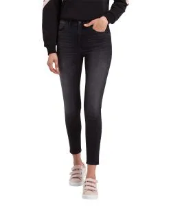 Cross Jeans mit hohem Bund Judy in Dunkelgrau mit Ankle Länge