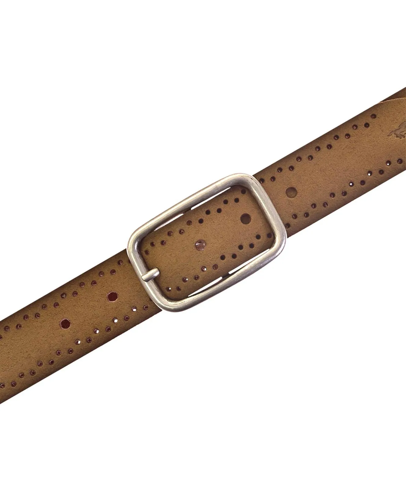 Damen Gürtel 35 mm Veloursgürtel mit Lochperforation von Mustang in Cognac