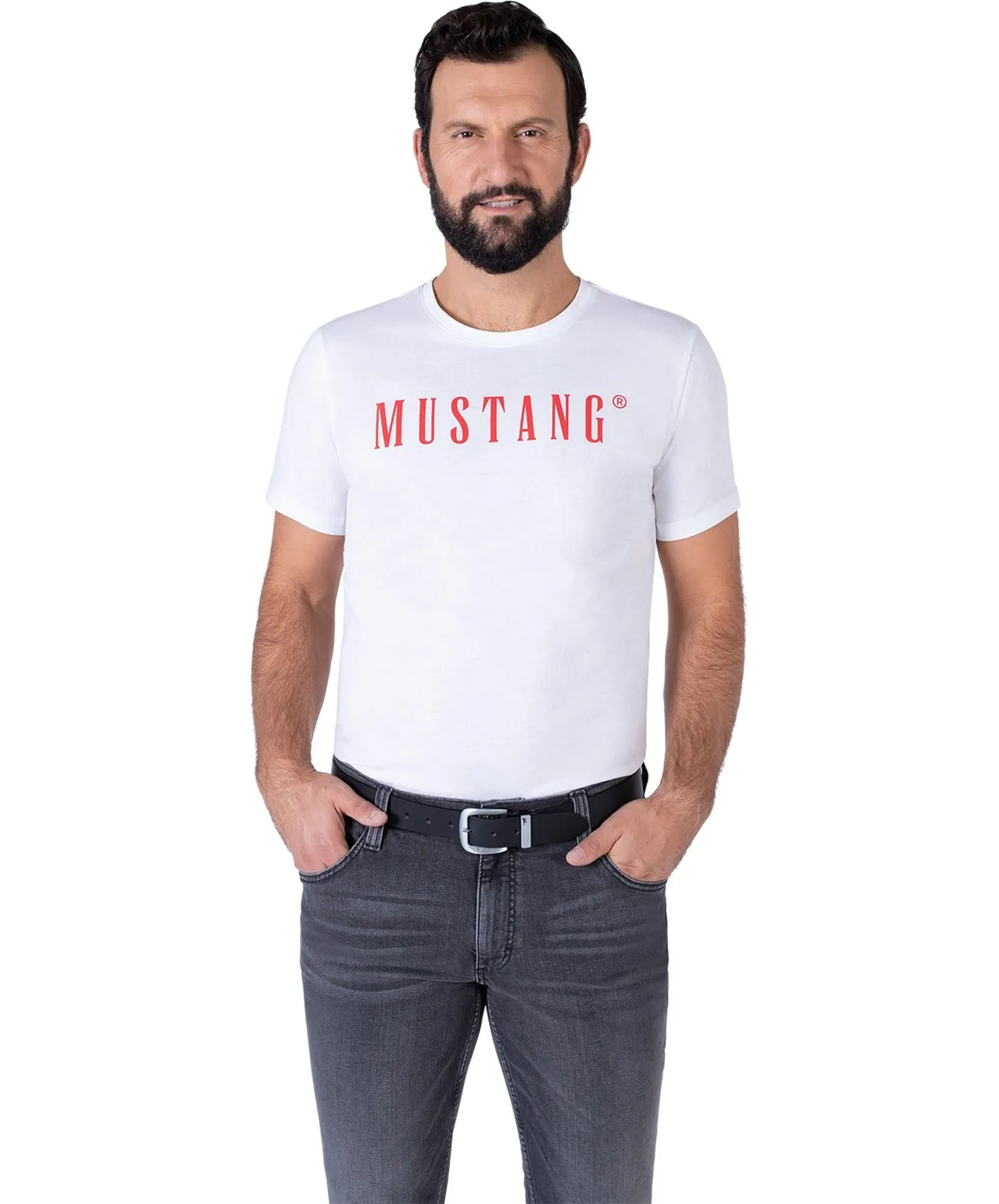 Herren Gürtel Echtleder-Herrengürtel in 35 mm von Mustang in Schwarz