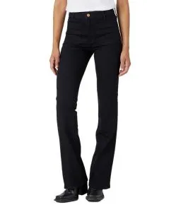 Wrangler Flare Jeans mit High Waist in Schwarz