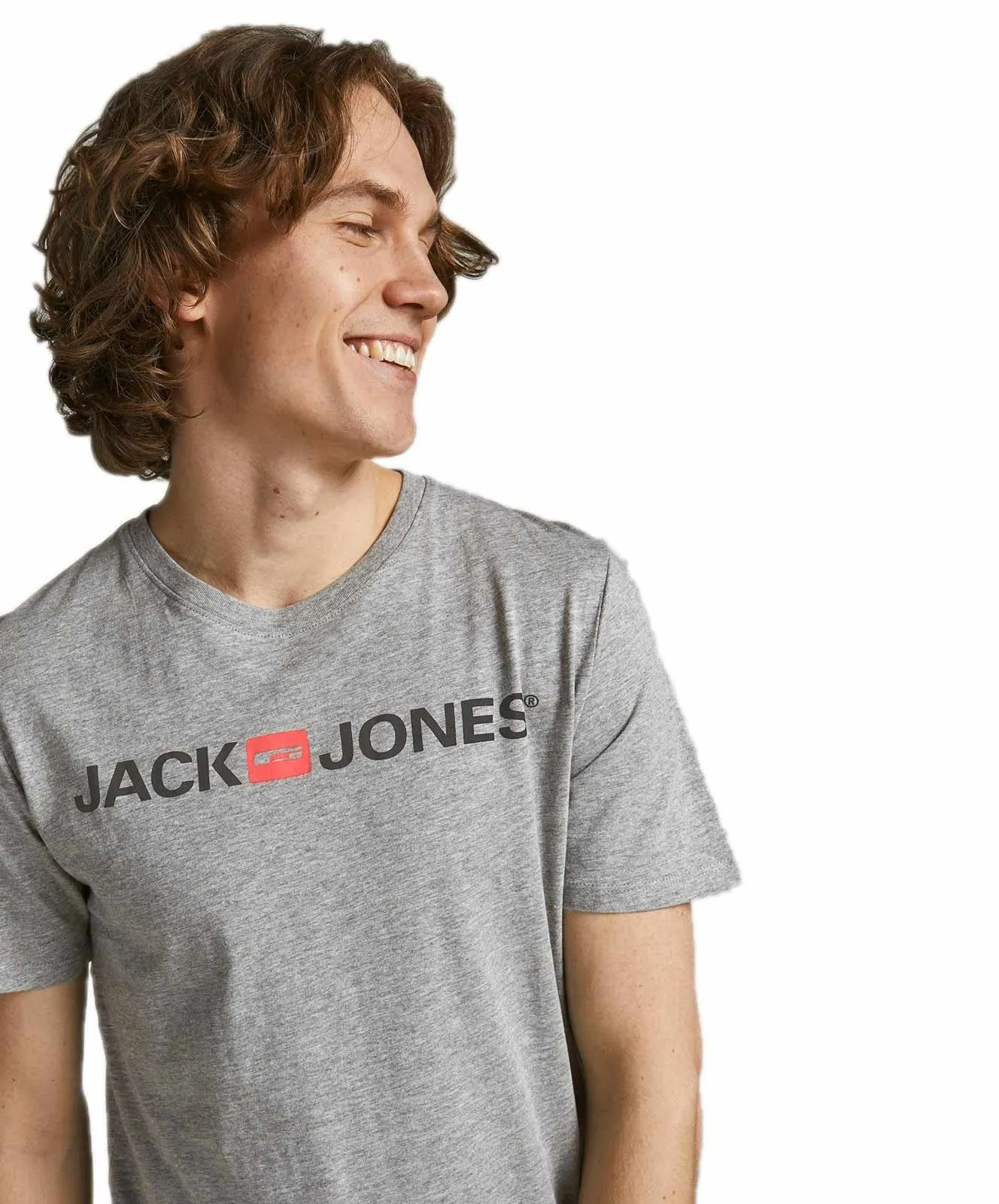 Herren Shirt Corp Logo Tee von Jack & Jones in Light Grey Melange