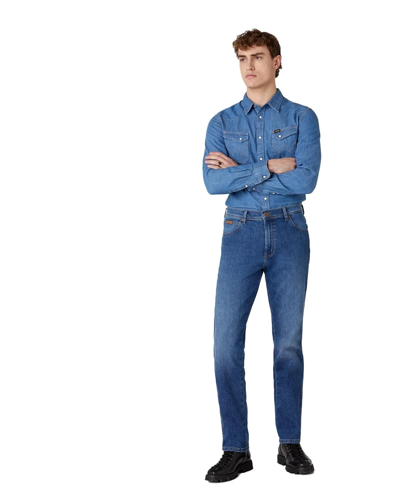 Herren Hemd Western Shirt von Wrangler in Mid Stone