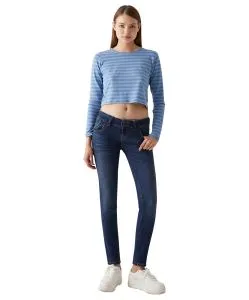 LTB Jeans Molly - dunkle Slim Jeans mit breitem 2-Knopf Bund