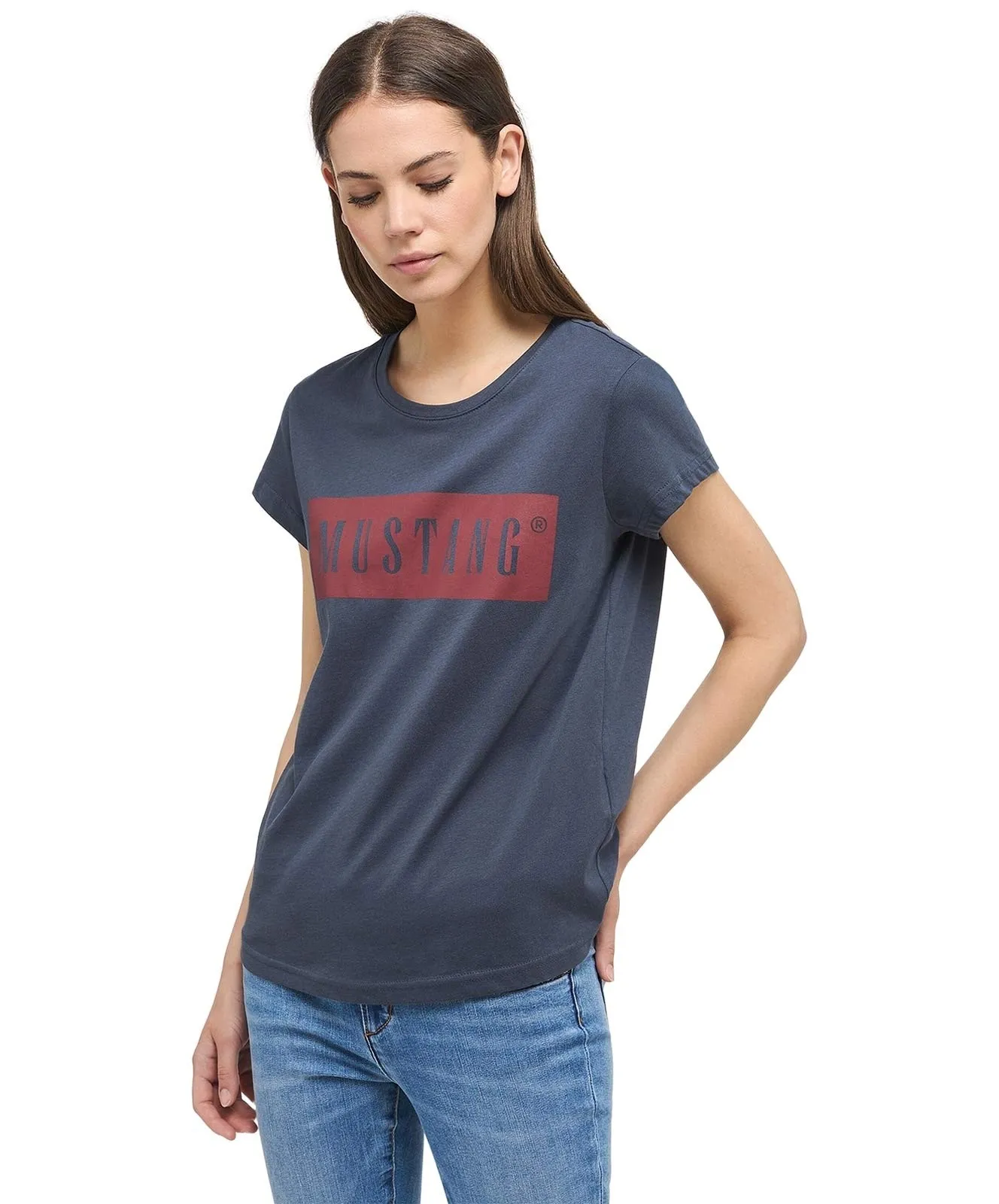 Damen Shirt Alina Logo Tee von Mustang in Blue Nights