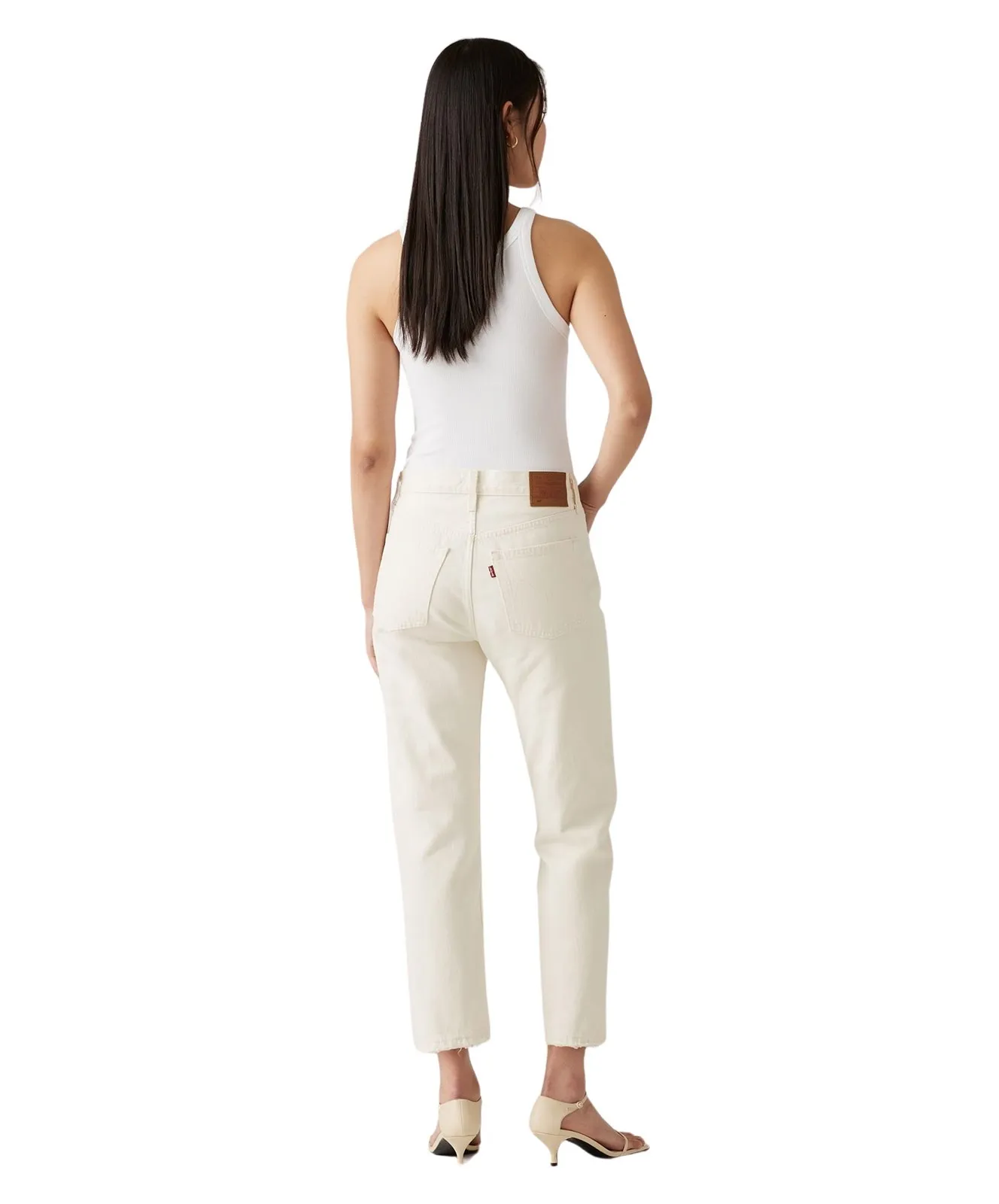 Damen Jeans 501 Crop von Levis in Ecru Booper No Damage