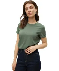 Vero Moda T-Shirt Paula in Grün mit Rundhalsausschnitt
