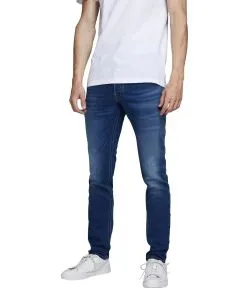 Jack & Jones Jeans Slim Fit Glenn aus mittelblauem Sweat-Stoff