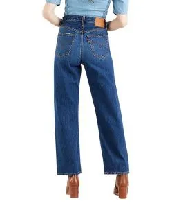 Levi’s Jeans Straight Fit Ribcage in blau mit Ankle Leg