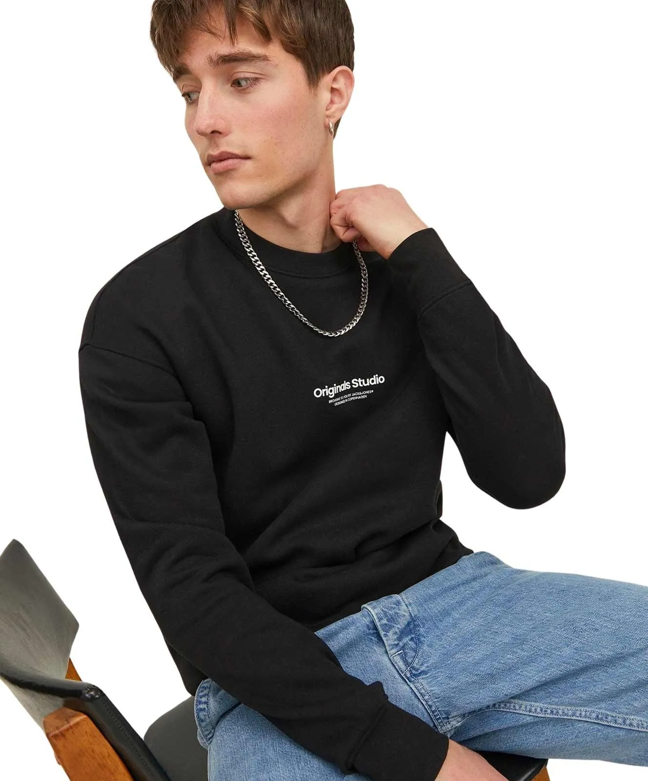 Herren Pullover Sweat Crew von Jack & Jones in Black