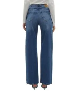 Vero Moda Tessa Jeans mit weitem Bein in Mittelblau