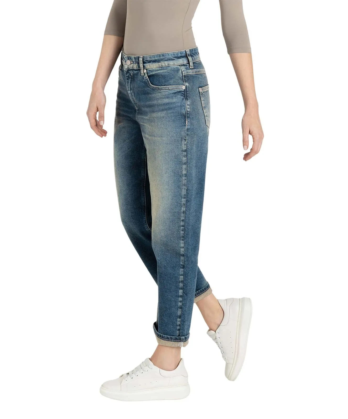 Damen Jeans Straight von MAC in Greenish Tinted Wash