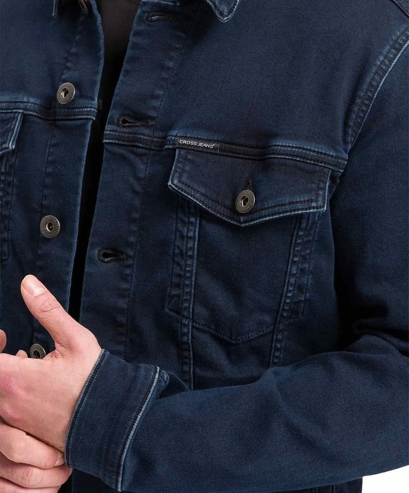 Herren Jacke Denim Jacket von Cross in Blue Black