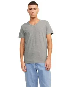Jack & Jones T-Shirt Basic V-Neck Tee in Hellgrau