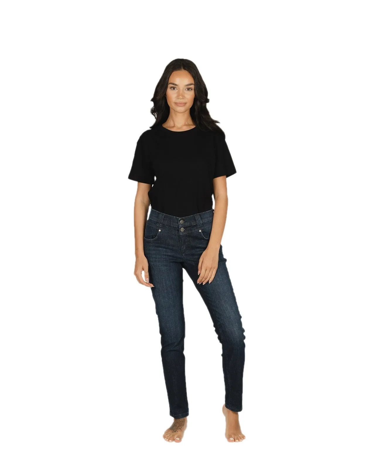 Damen Jeans Skinny Button von Angels in Dark Indigo Used Buffi