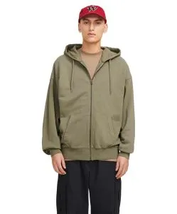 Jack & Jones Sweatjacke Charge Silver Sage mit Sweatstoff