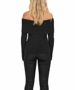 ONLY Schulterfrei Strickpullover Katia in Schwarz