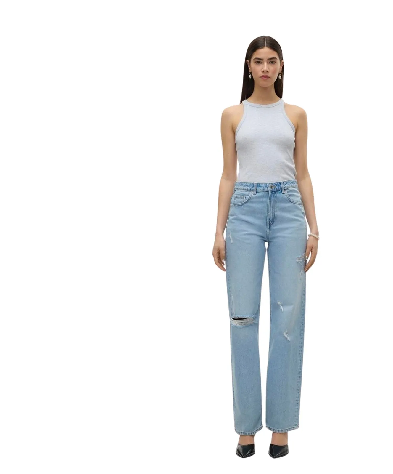 Damen Shirt Chloe von Vero Moda in Light Grey Melange