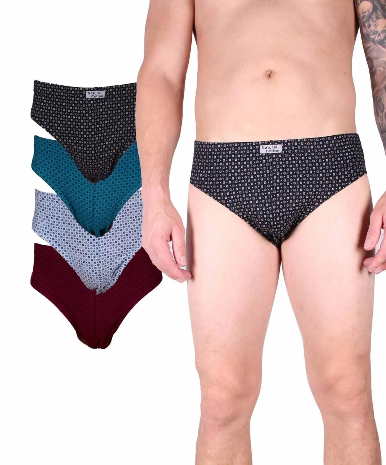 Herren Unterwäsche Baumwoll Slips im 4er-Pack von 7DAYS Bodywear in Mehrfarbig