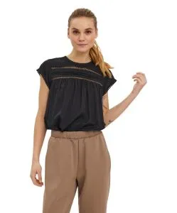 Vero Moda Blusenshirt Debbie mit kurzen Ärmeln in Schwarz