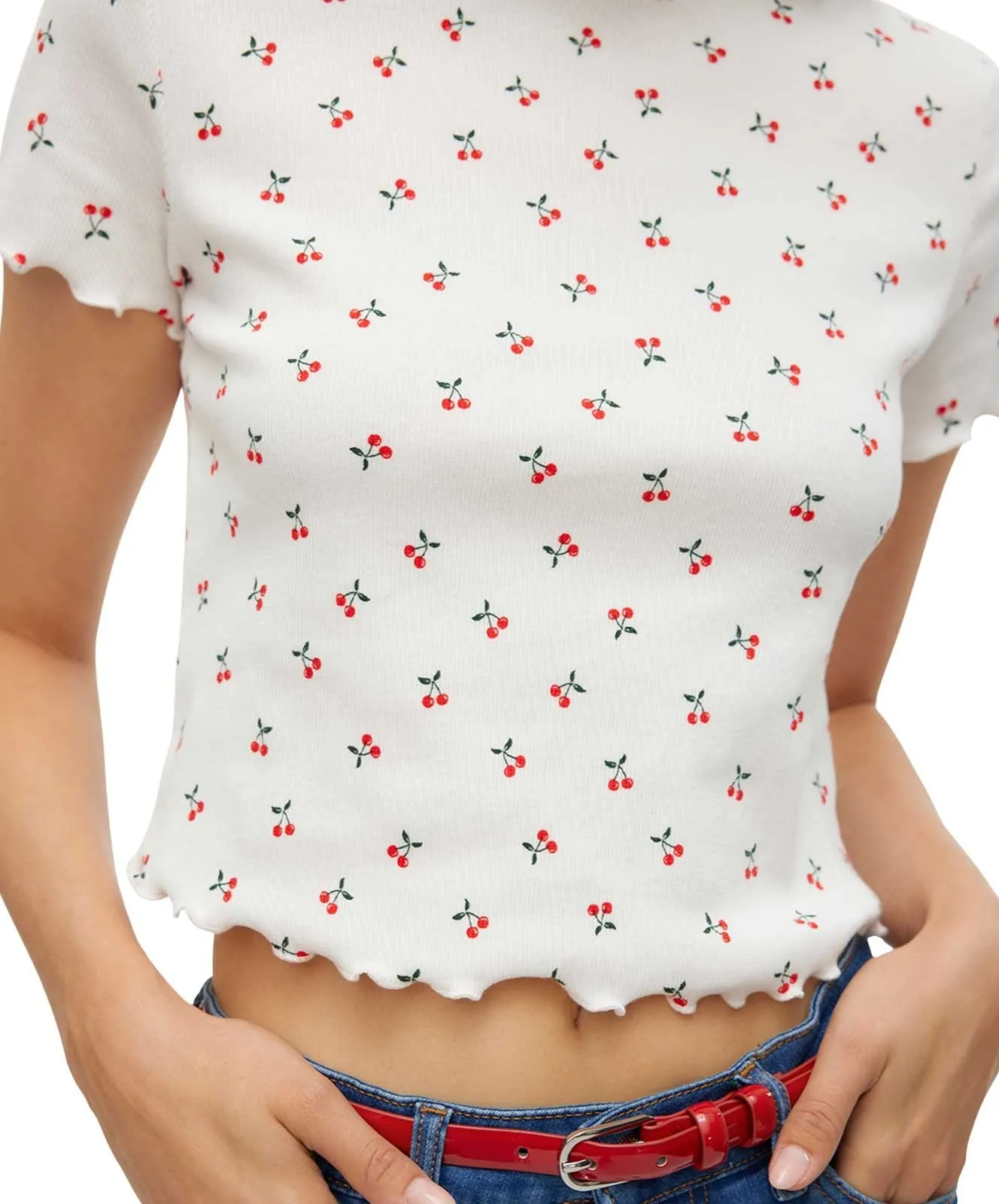 Damen Shirt Harry von Vero Moda in Snow White Dark Red Cherry
