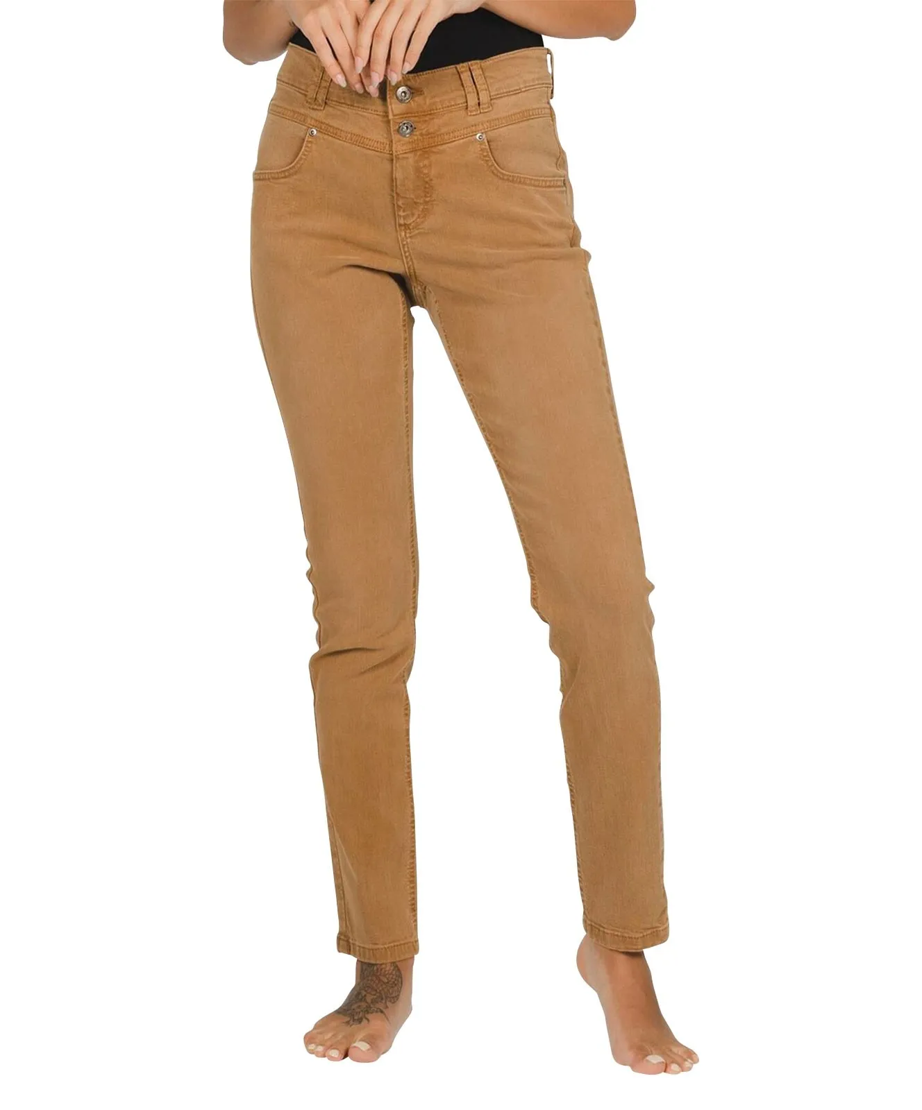 Damen Jeans Skinny Button von Angels in Dark Camel Used