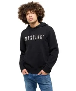 Mustang Hoodie Bronson in Schwarz mit Label-Print