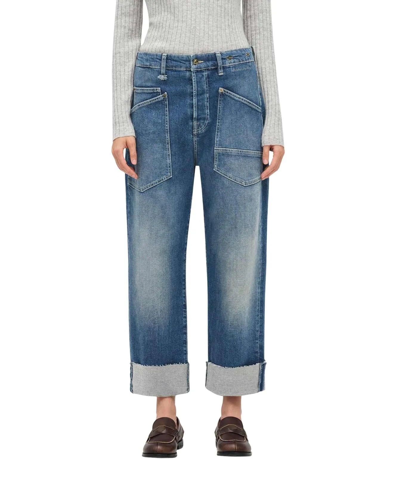 Damen Jeans Baggy Straight von MAC in Mid Blue Commercial Authentic