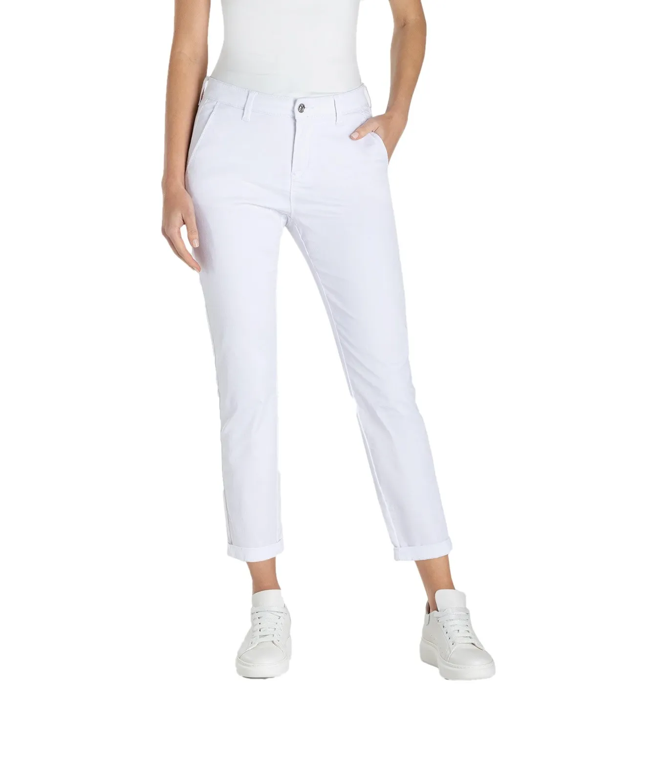 Damen Hose Chino Turn Up von MAC in White