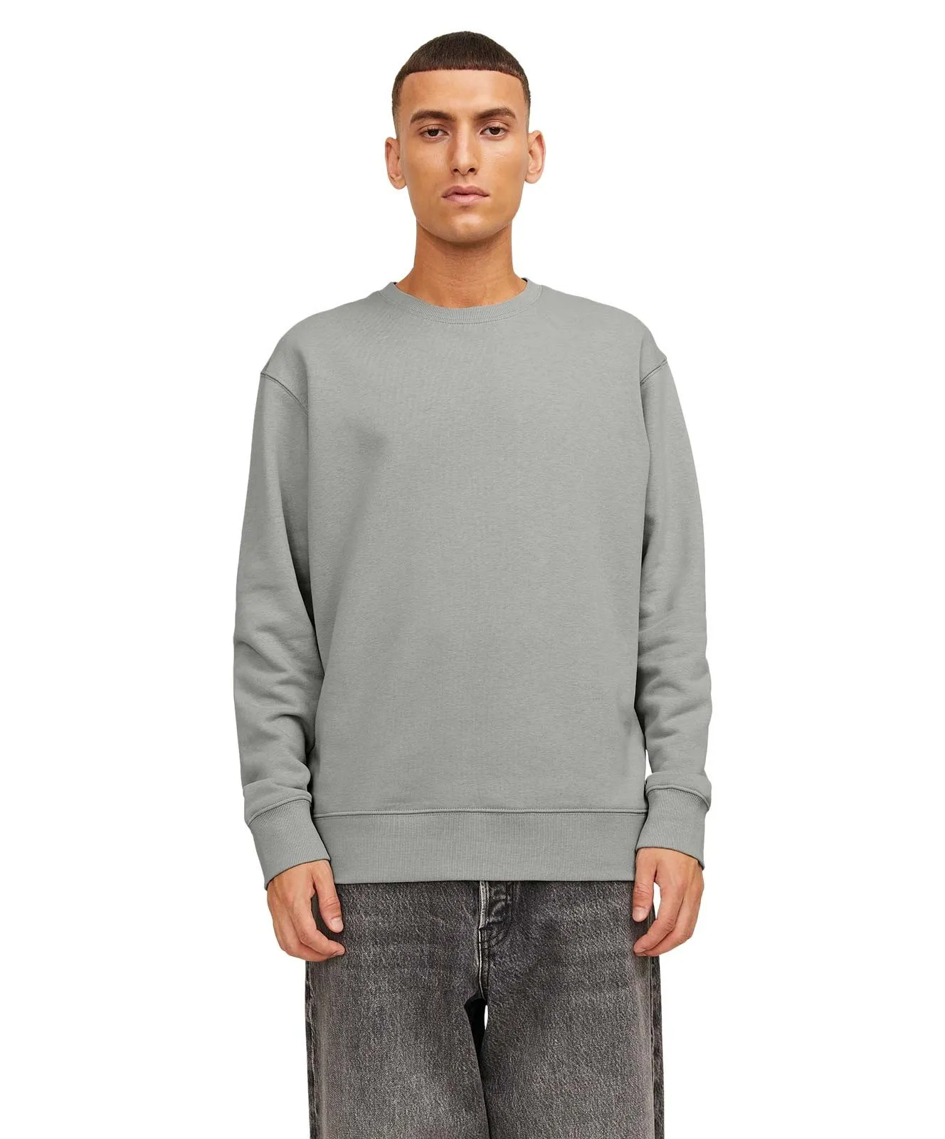 Herren Pullover Star Basic Sweat Crew von Jack & Jones in Ultimate Grey