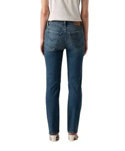Levis 724 Straight Jeans mit High Rise in Mittelblau