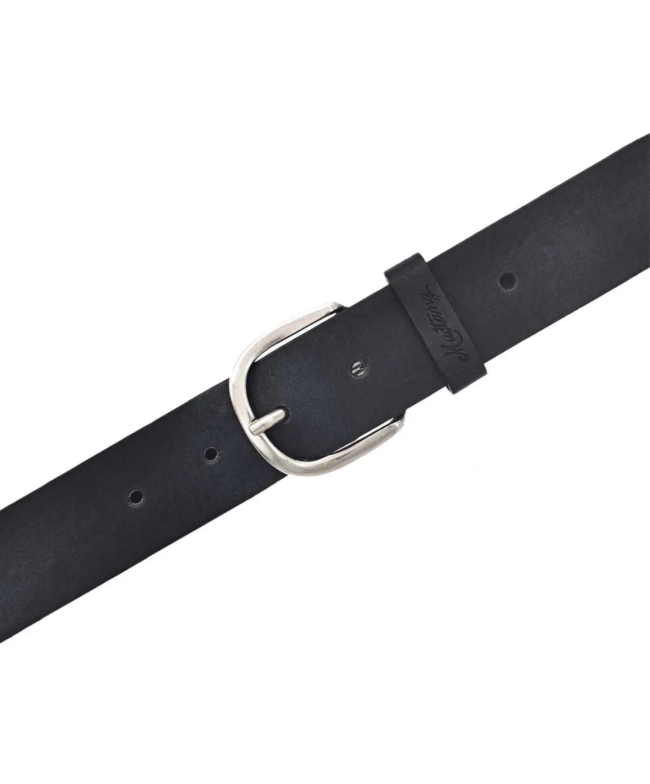 Damen Gürtel 35 mm Ledergürtel mit geprägtem Logo von Mustang in Marine