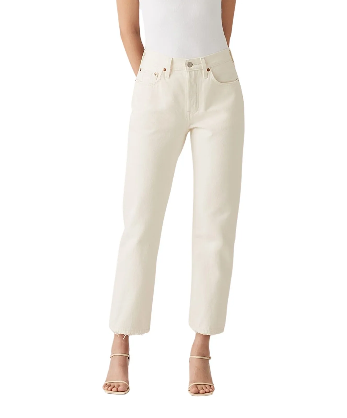 Damen Jeans 501 Crop von Levis in Ecru Booper No Damage