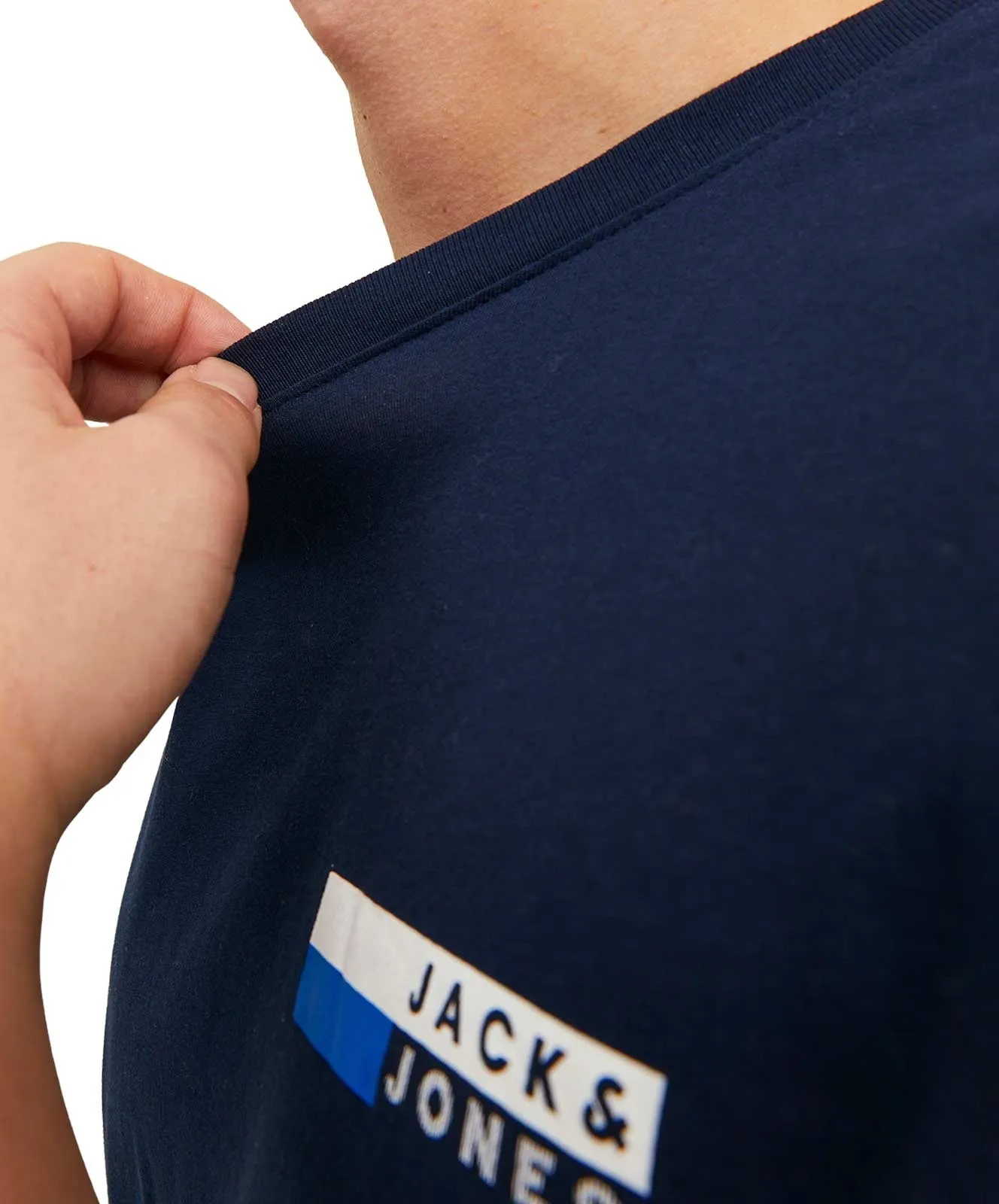 Herren Shirt Corp Logo Tee von Jack & Jones in Navy Blazer P4 Small Print