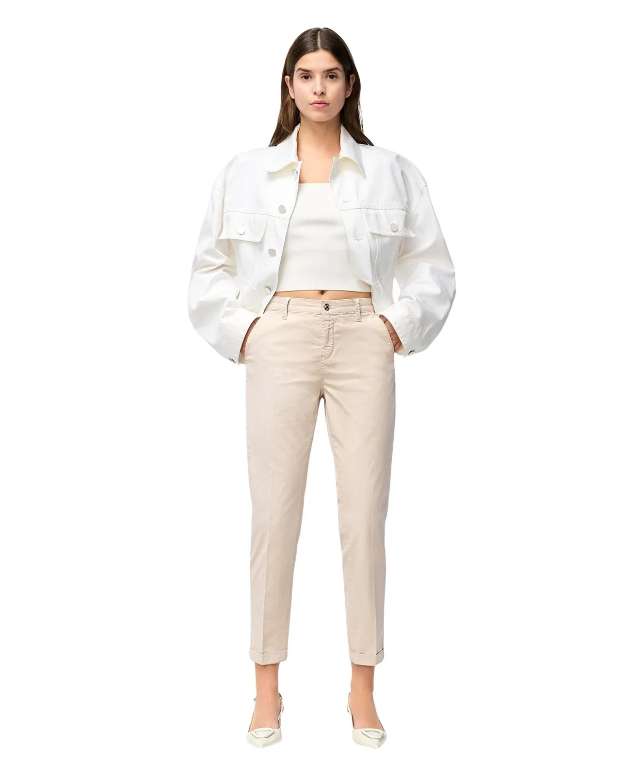 Damen Hose Chino Turn Up von MAC in Ivory