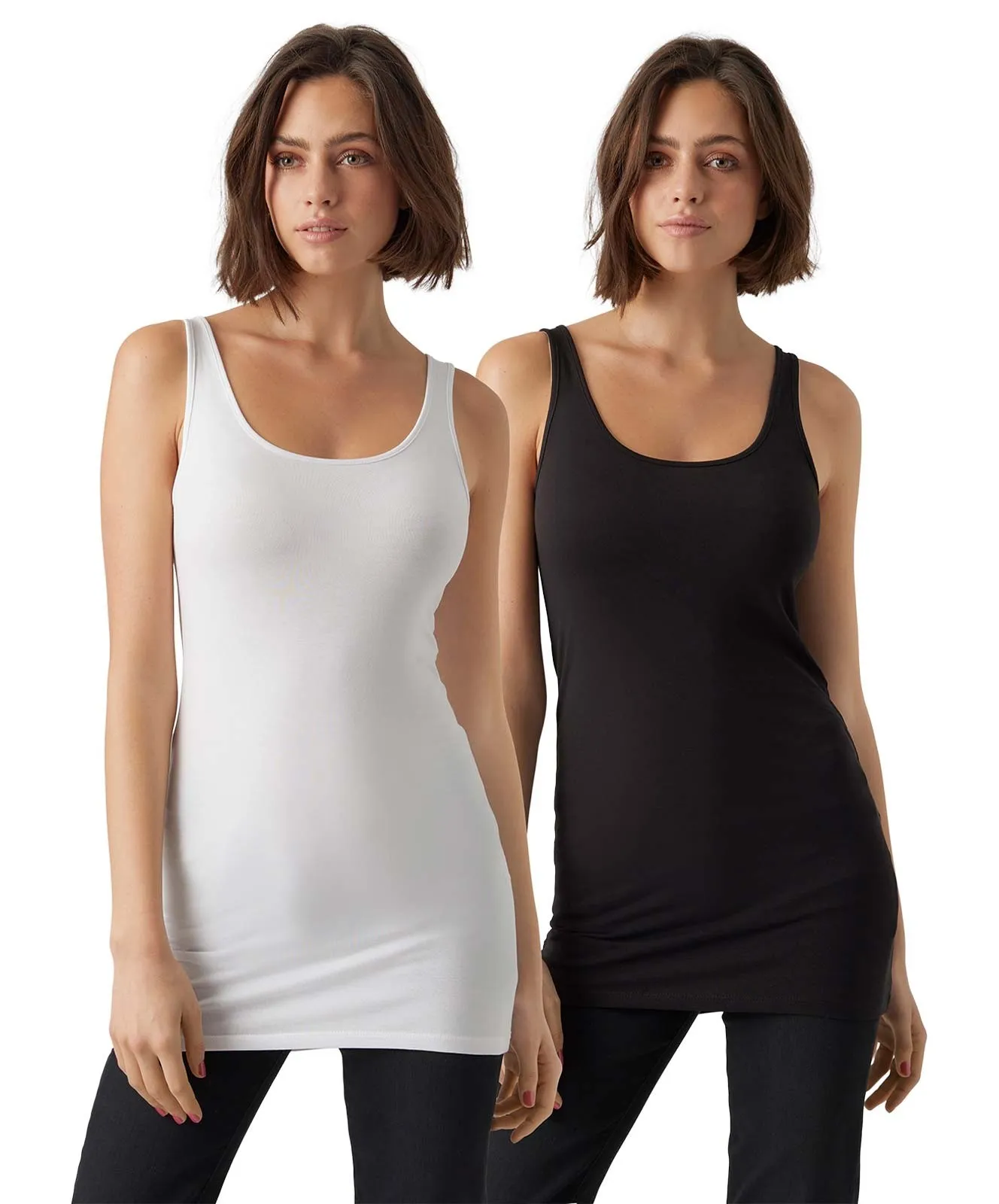 Damen Shirt Maxi My SL Long Top von Vero Moda in Black Bright White
