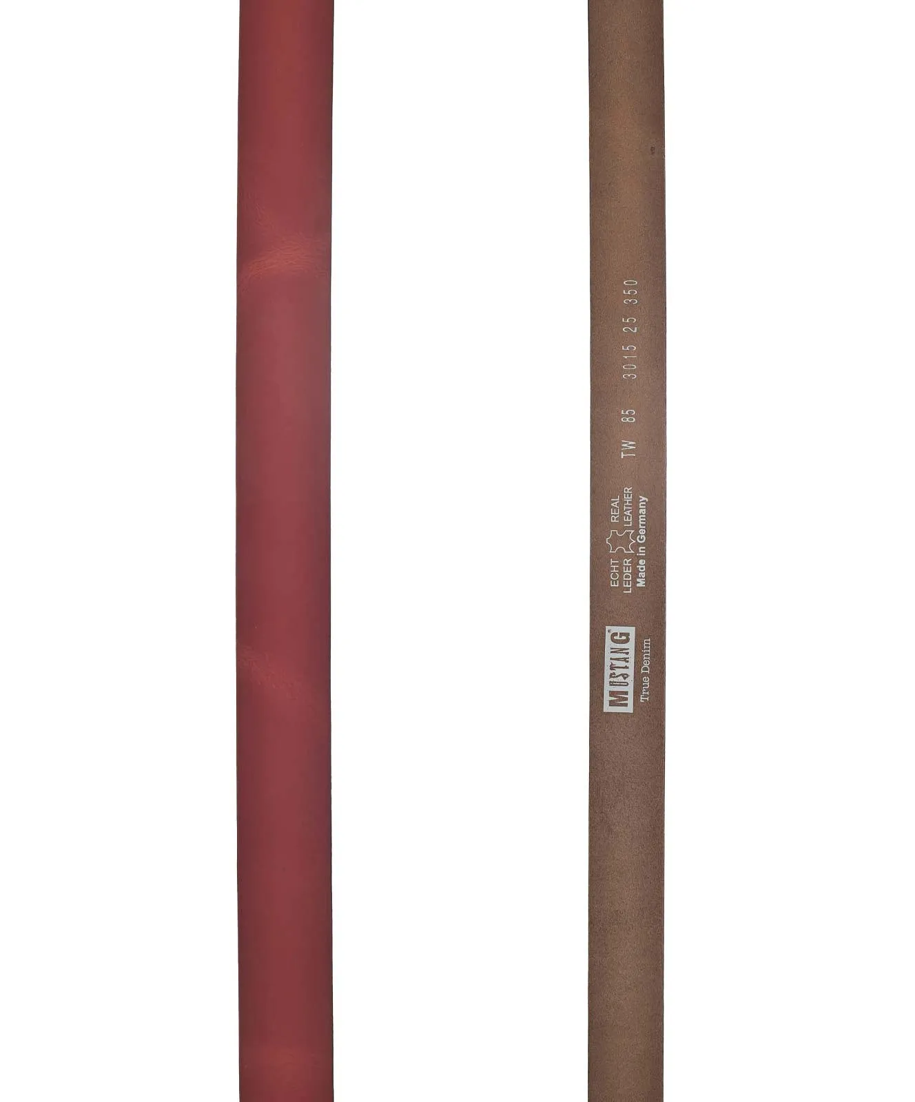 Damen Gürtel 35 mm Ledergürtel mit geprägtem Logo von Mustang in Rot