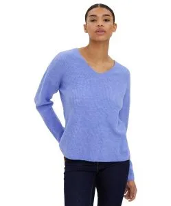 Vero Moda Strickpullover Crewlefile mit V-Neck in Blauviolett