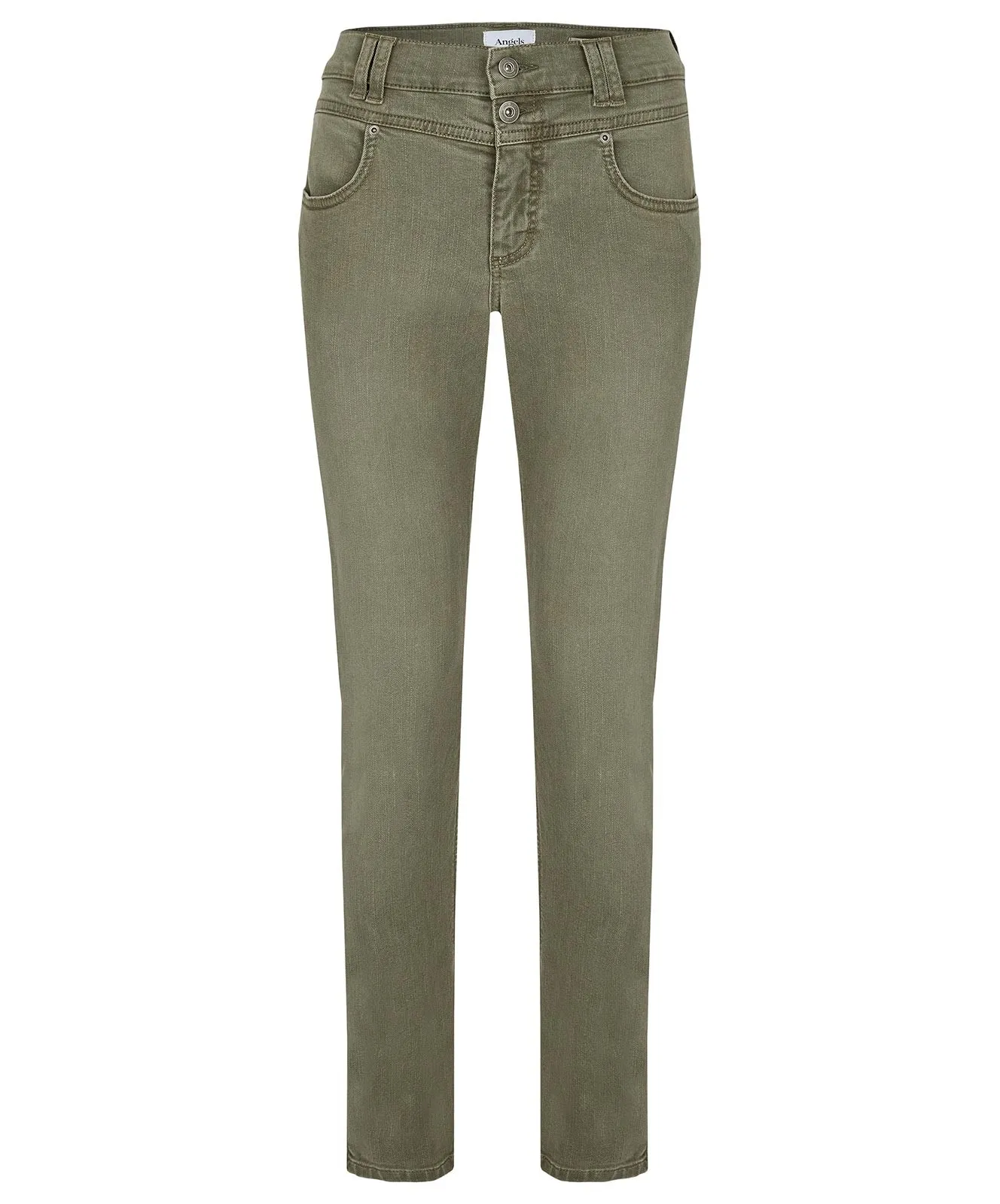Damen Jeans Skinny Button von Angels in Dark Khaki Used