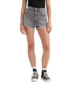 Levi's 501 Shorts mit hohem Bund in schwarzer Used-Optik