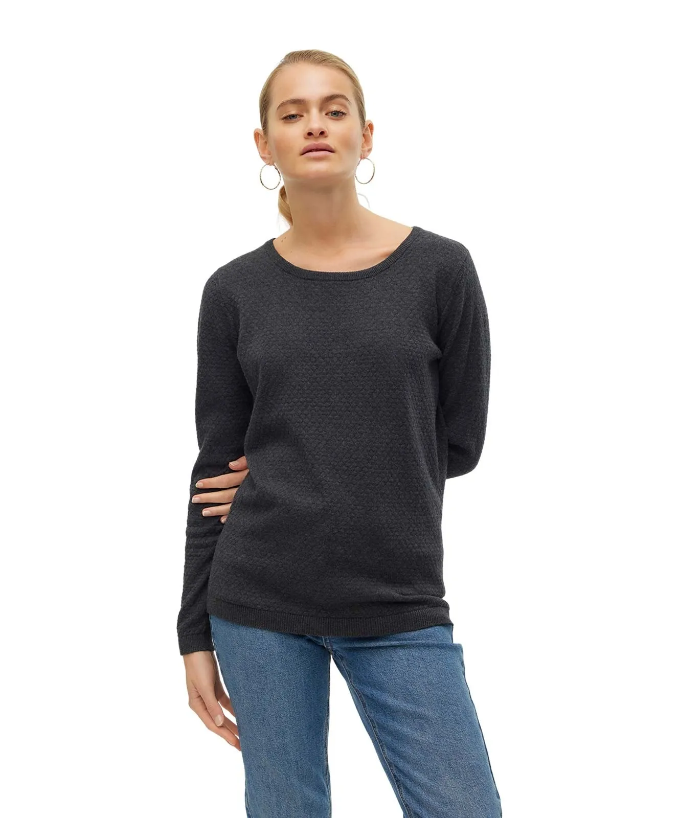 Damen Pullover Care von Vero Moda in Dark Grey Melange