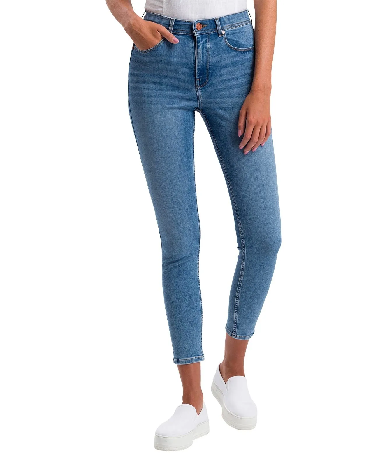 Damen Jeans Judy von Cross in Mid Blue Washed