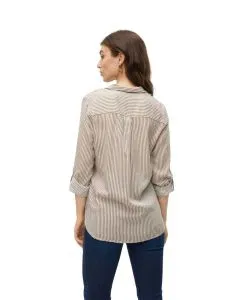 Vero Moda Hemdbluse Bumby mit braunen Streifen und Brusttaschen