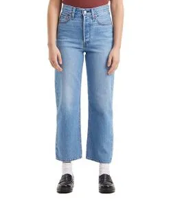 Levi's Ribcage Straight Ankle Jeans in heller Indigo Optik